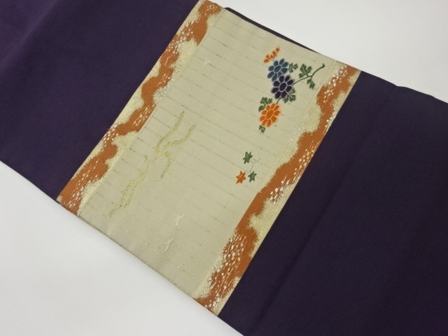 JAPANESE KIMONO / VINTAGE NAGOYA OBI / TSUZURE / WOVEN AUTUMN FLOWERS